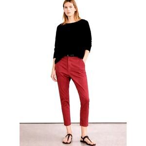Nili Lotan 6 Paris Pants $345 Drop Crotch Slouchy Cotton Crop Sunkissed Red
